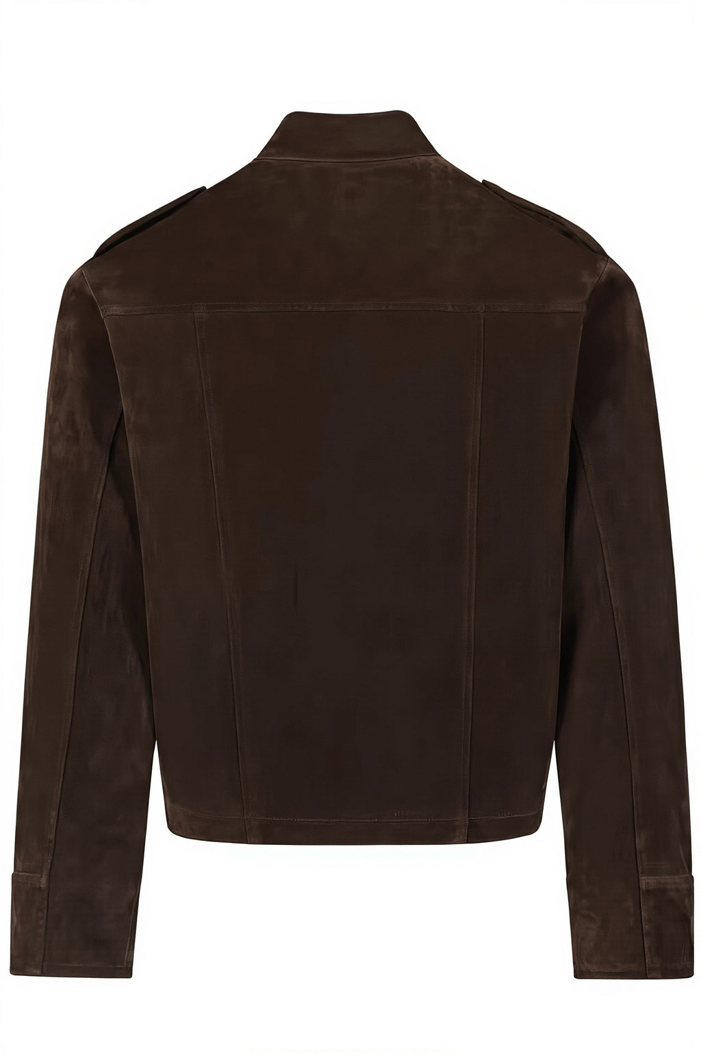 Buckle Pocket Stand Collar Suede Jacket