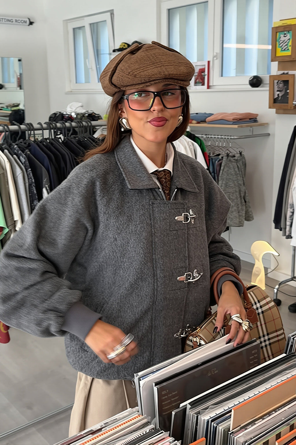 Toggle Front Wool Look Bomber Jacket