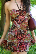 Retro Print Halter Wrap Mini Dress