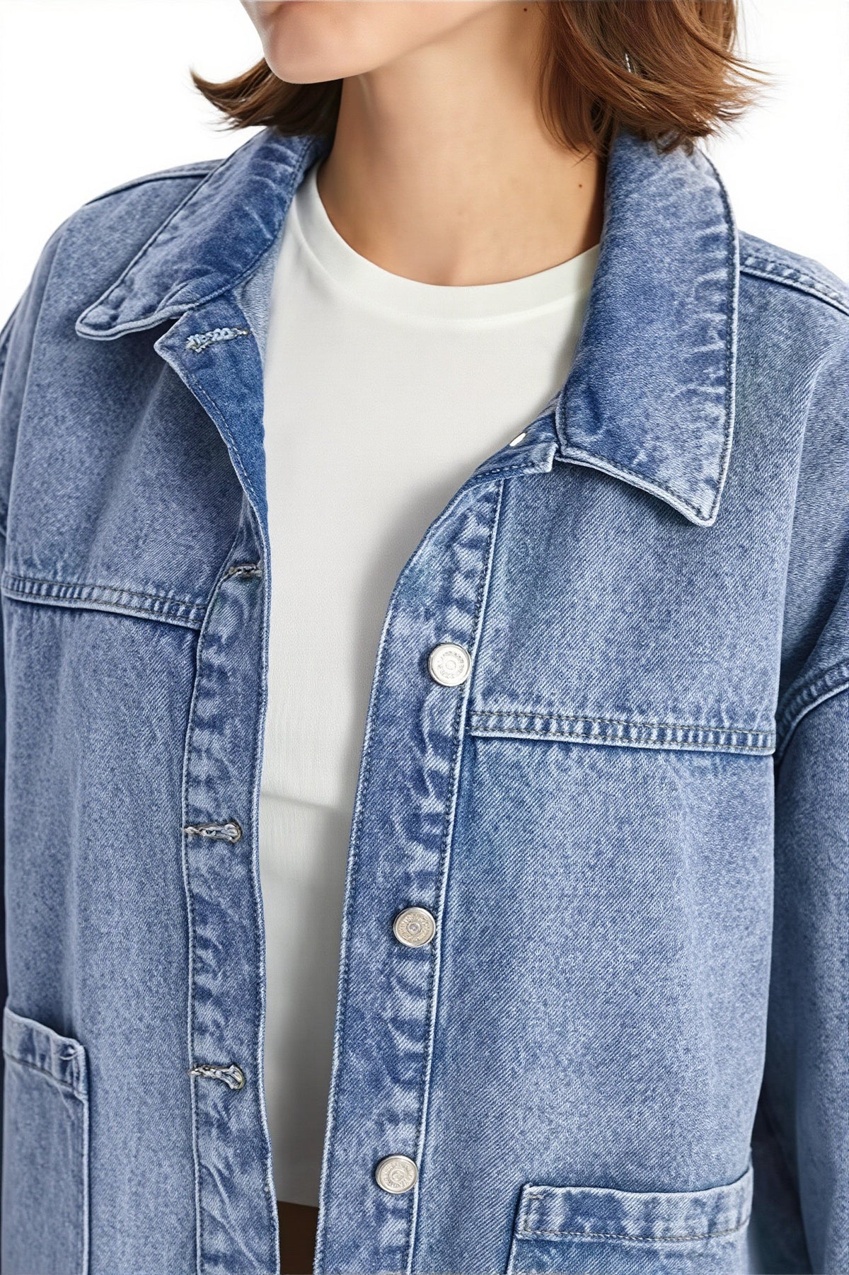 Oversized Pocket Button Denim Jacket