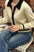 Contrast Point Collar Button Cardigans
