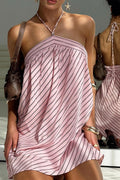 Striped Halter Backless Chic Mini Dress