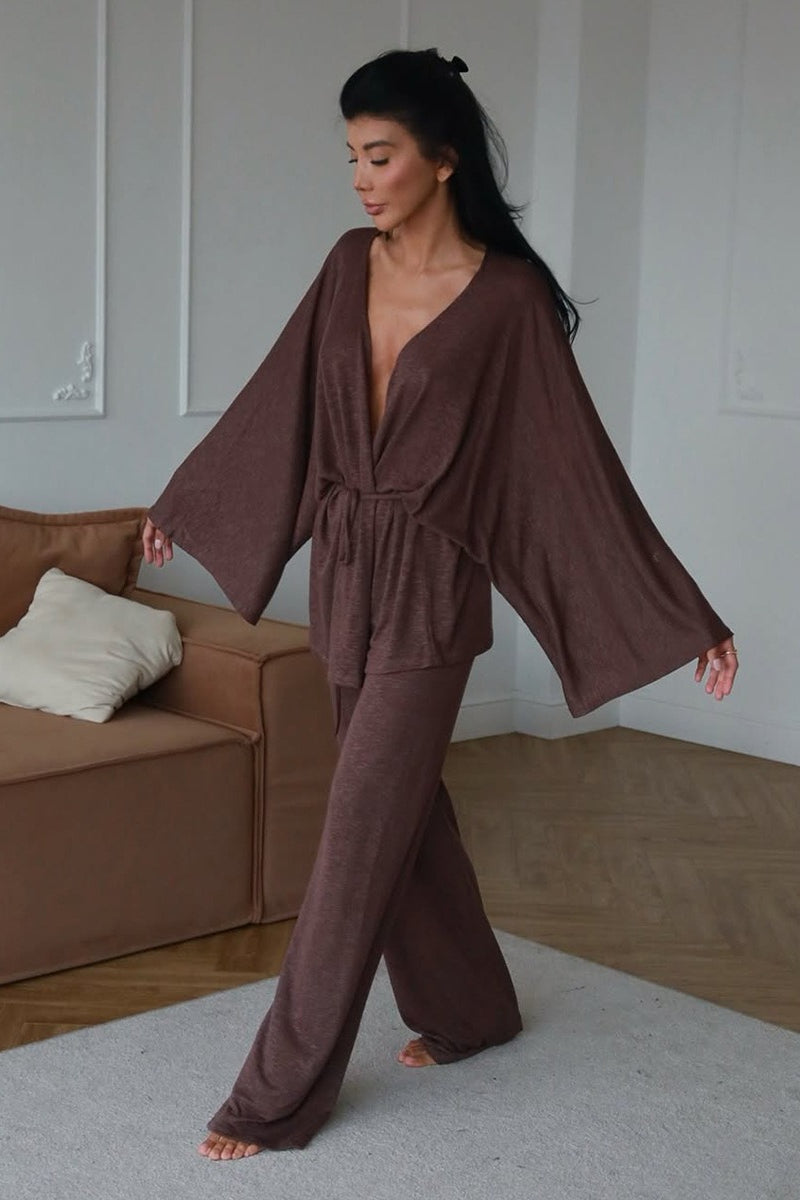 Modal Relaxed Pajama Top Straight Pants Set