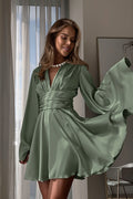 Elegant Satin Ruffle Romantic Mini Dress