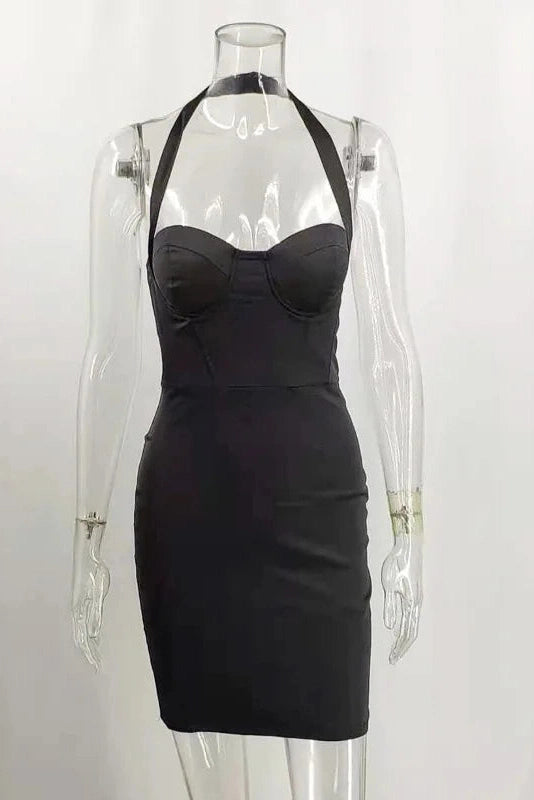 Glorol - Sleeveless Backless Bodycon Mini Dress