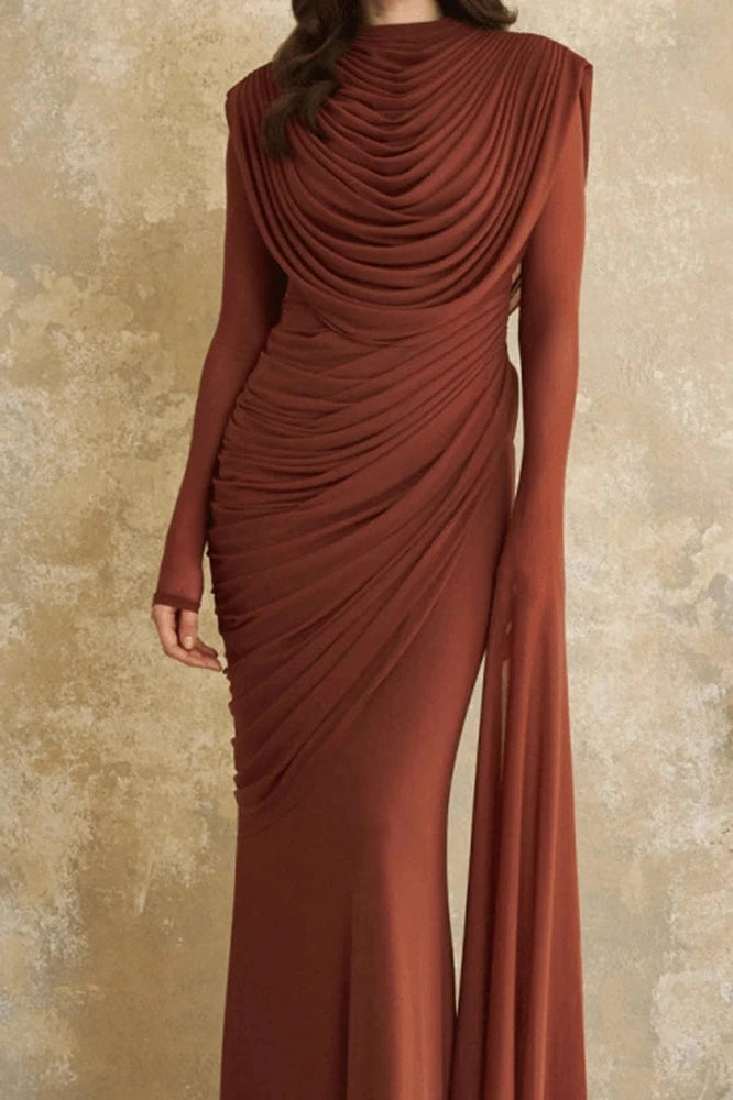Glorol - Elegant Long Sleeve Slim Maxi Dress