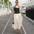 Glorol - Elegant Backless Patchwork Maxi Dress