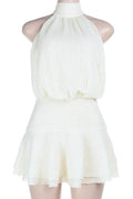 Glorol - Elegant Sleeveless Backless Lace-Up Mini Dress