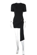 Glorol - Elegant Round Neck Short-Sleeved Mini Dress