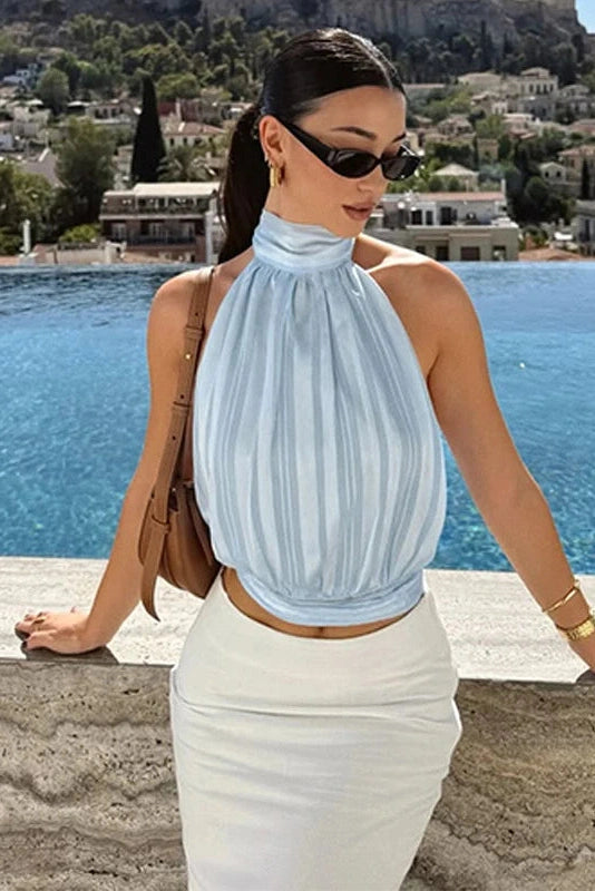 Glorol - Backless Lace-Up Loose Sleeveless Top