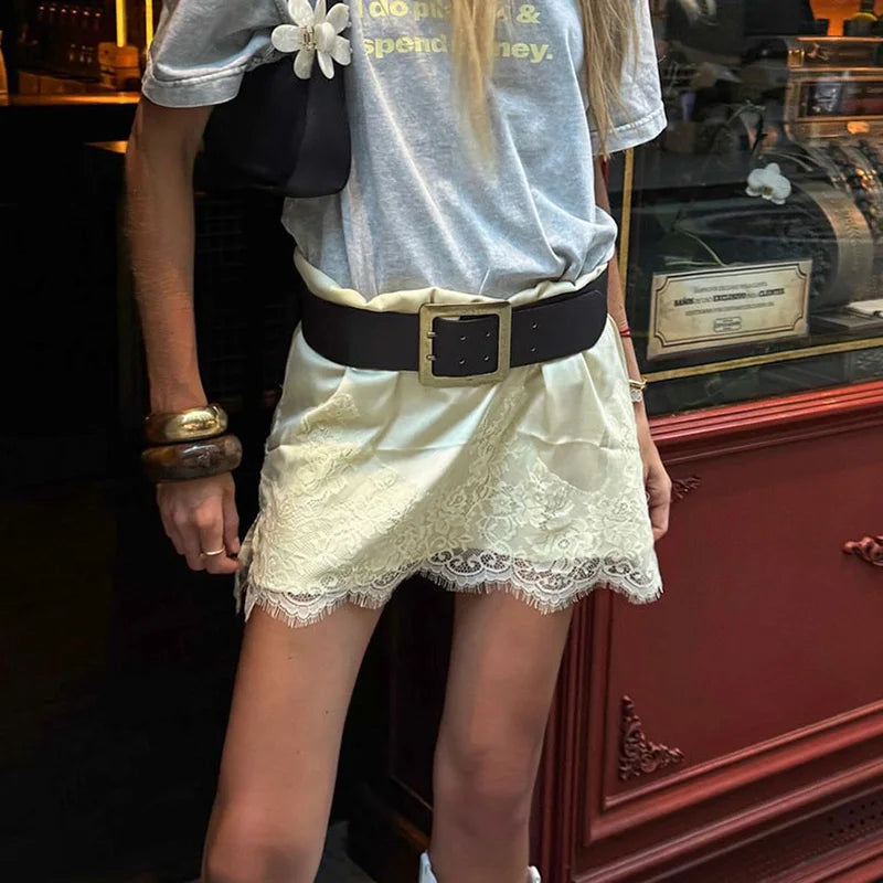 Glorol - High Waist Loose Lace Skirt