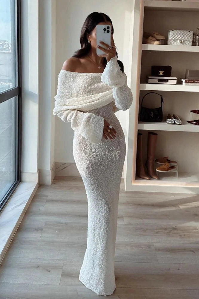 Glorol - Hollow Out Patchwork High Waist Maxi Dress