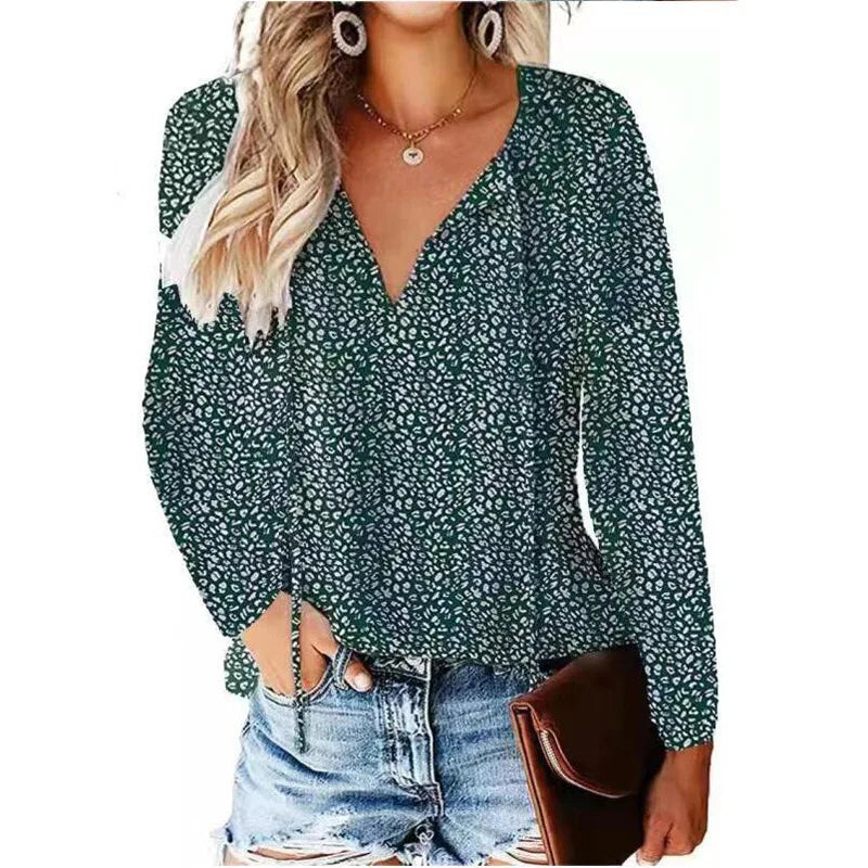 Glorol - Floral V-Neck Double-Layer Top