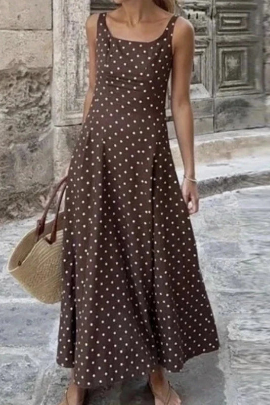 Glorol - Elegant U-Collar Sleeveless Slim Backless High Waist Maxi Dress