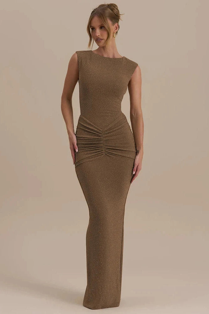 Glorol - Sleeveless O Neck High Waist Bodycon Maxi Dress