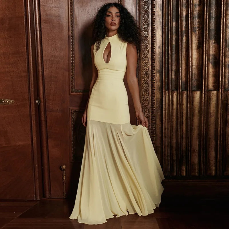Glorol - Hollow Out Sleeveless Slim Maxi Dress