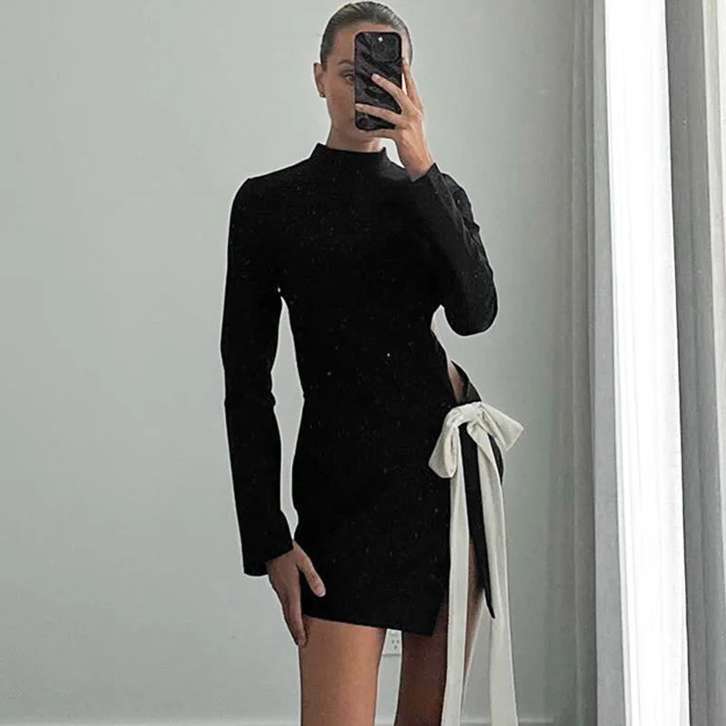 Glorol - Hollow Out Patchwork Backless Mini Dress