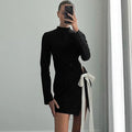 Glorol - Hollow Out Patchwork Backless Mini Dress