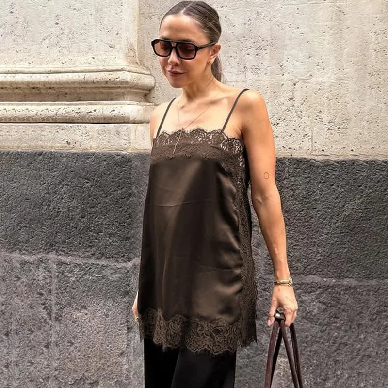 Glorol - Lace Patchwork Backless Sleeveless Mini Dress