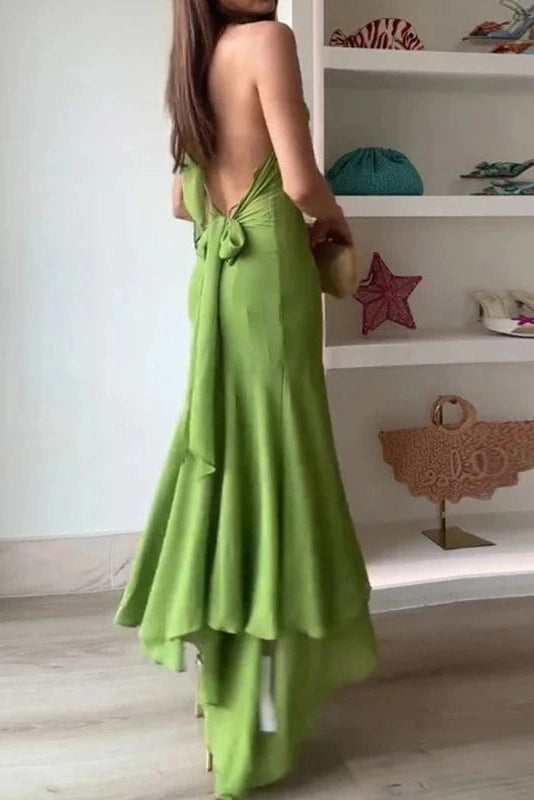 Glorol - Elegant Hollow Out Sleeveless Slim  Backless Maxi Dress