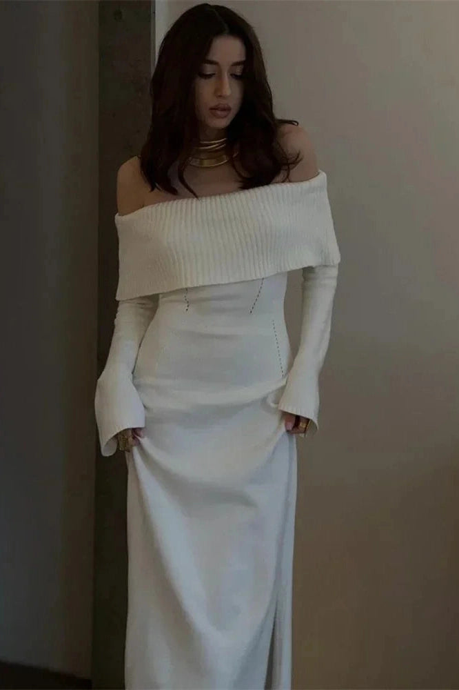 Glorol - Off-Shoulder High Waist Maxi Dress