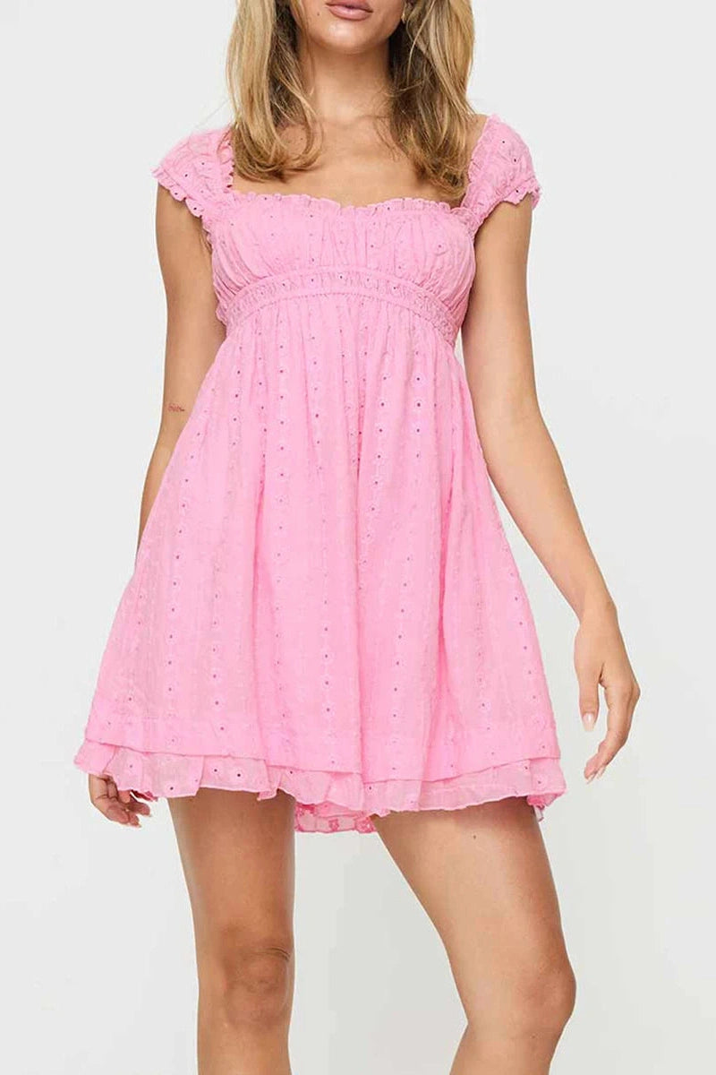 Glorol - Sleeveless Floral Embroidery Loose A-Line Mini Dress