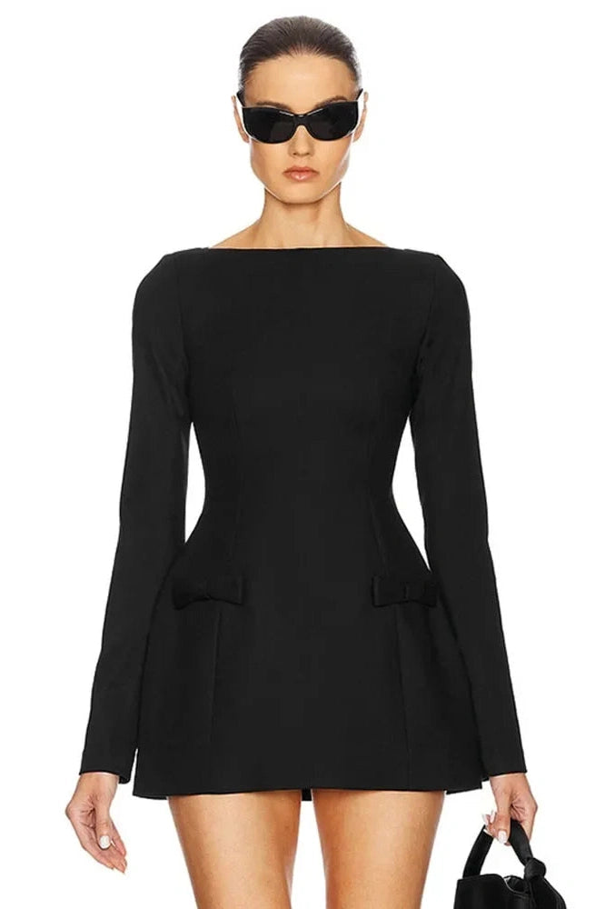 Glorol - Elegant Long Sleeve Bodycon High Waist Mini Dress