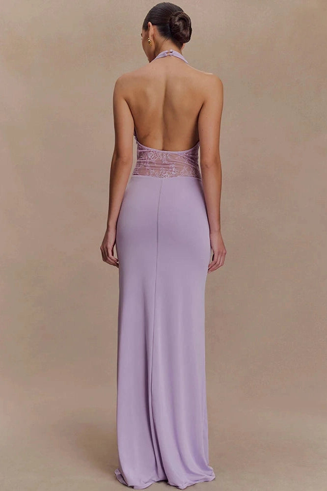 Glorol - Backless See Through Sleeveless Bodycon Maxi Dress