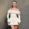 Glorol - Patchwork One-Shoulder Long Sleeve High Waist Mini Dress