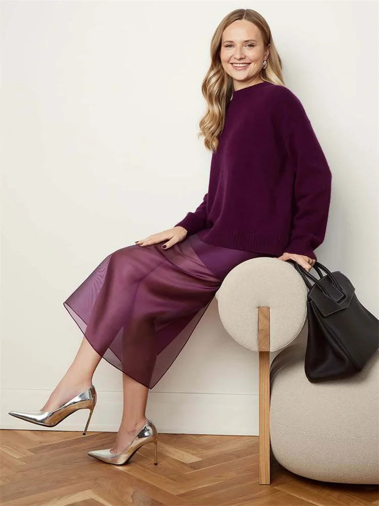 Glorol - High Waist Patchwork See-Through Skirt