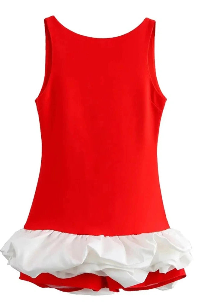 Glorol - Patchwork Sleeveless High Waist Backless Mini Dress