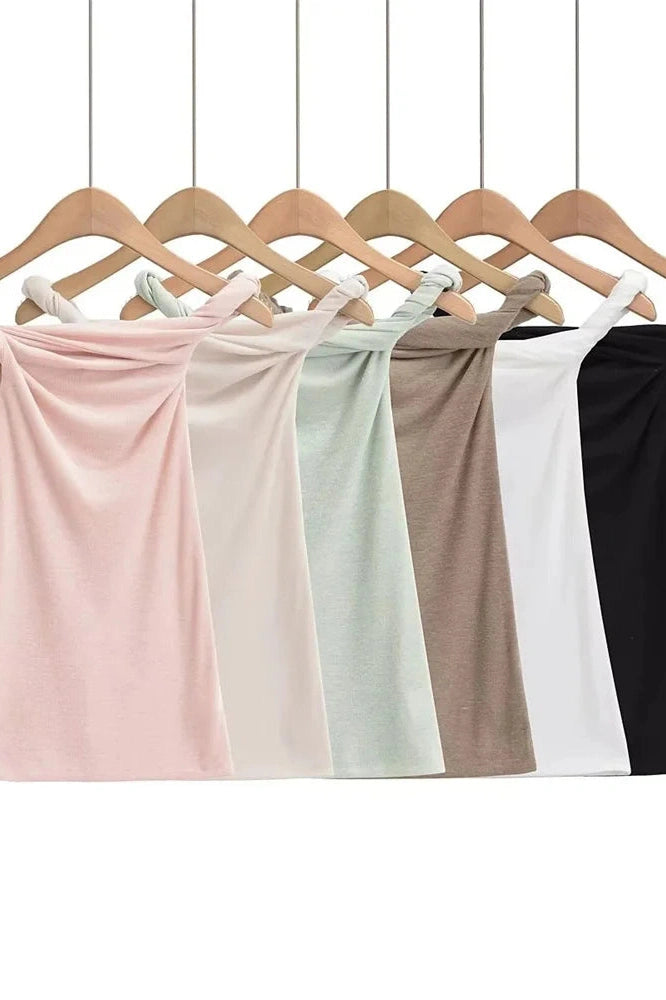 Glorol - Off-Shoulder Slim Backless Pleated Strapless Top