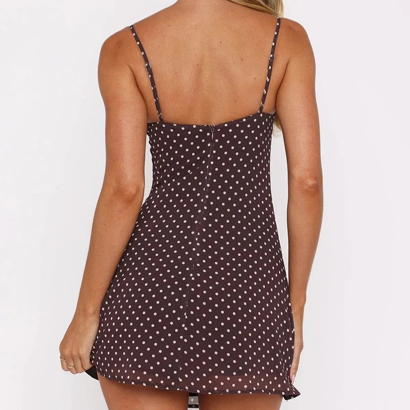Glorol - Spaghetti Strap High Waist A-Line Mini Dress