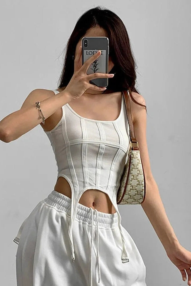 Glorol - Knitted Sleeveless Slim Irregular Top