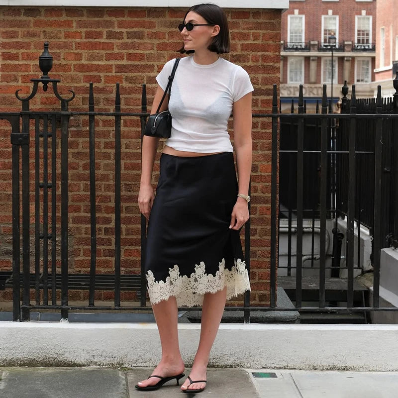 Glorol - Elegant High Waist Lace Skirt