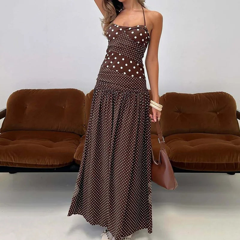 Glorol - Elegant Pleated Backless Maxi Dress