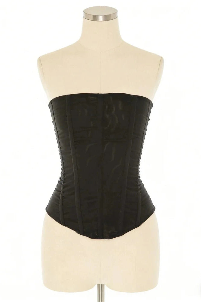 Glorol - Backless Patchwork Strapless Slim Top