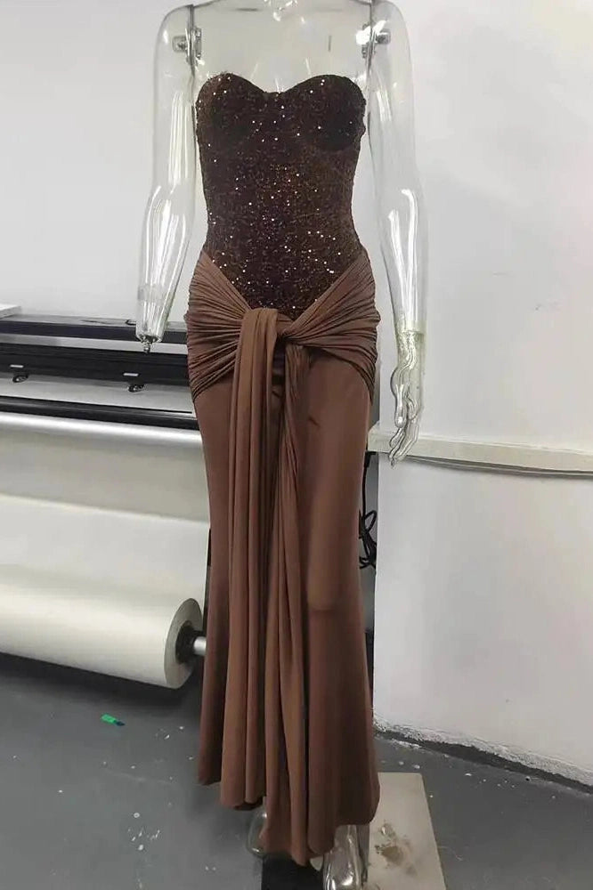 Glorol - Off-Shoulder Strapless Backless Sleeveless Maxi Dress