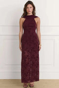 Glorol - Off-Shoulder Backless Lace Sleeveless High Waist Bodycon Maxi Dress