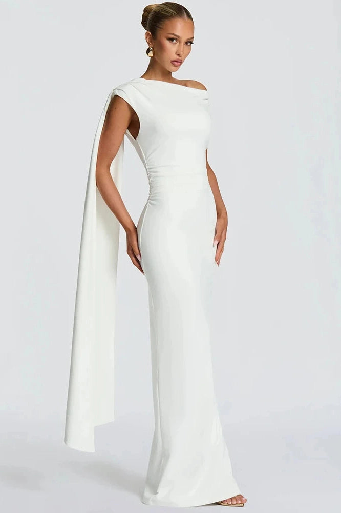 Glorol - Sleeveless One Shoulder High Waist Bodycon Maxi Dress