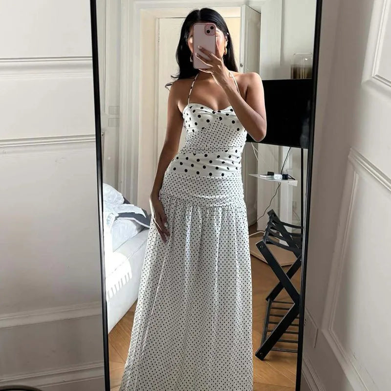 Glorol - Elegant Pleated Backless Maxi Dress
