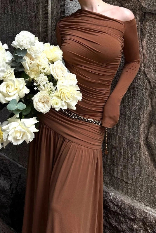 Glorol - Elegant Slim Long Sleeve Maxi Dress
