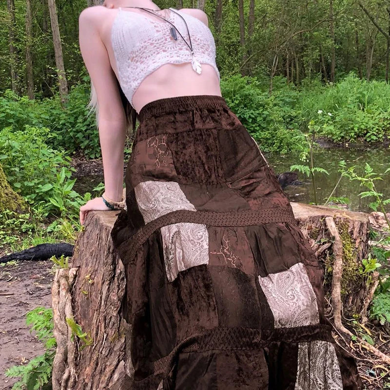 Glorol - Printed Fairycore Retro Pleated Skirt