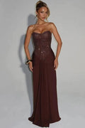 Glorol - Off-Shoulder Strapless Backless Sleeveless Maxi Dress