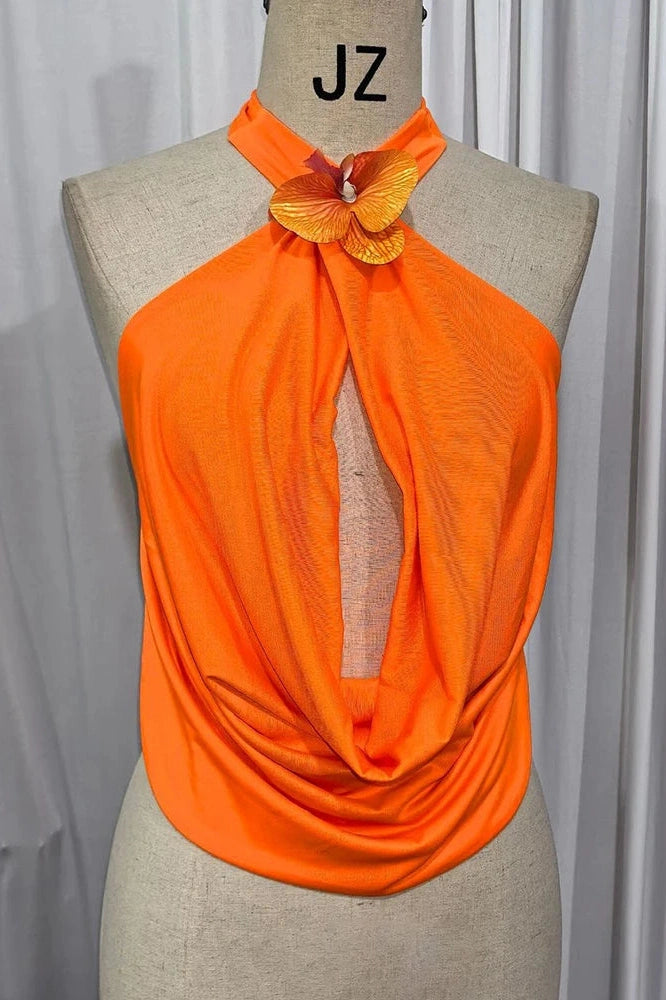 Glorol - Hollow Out Off-Shoulder Sleeveless Backless Top