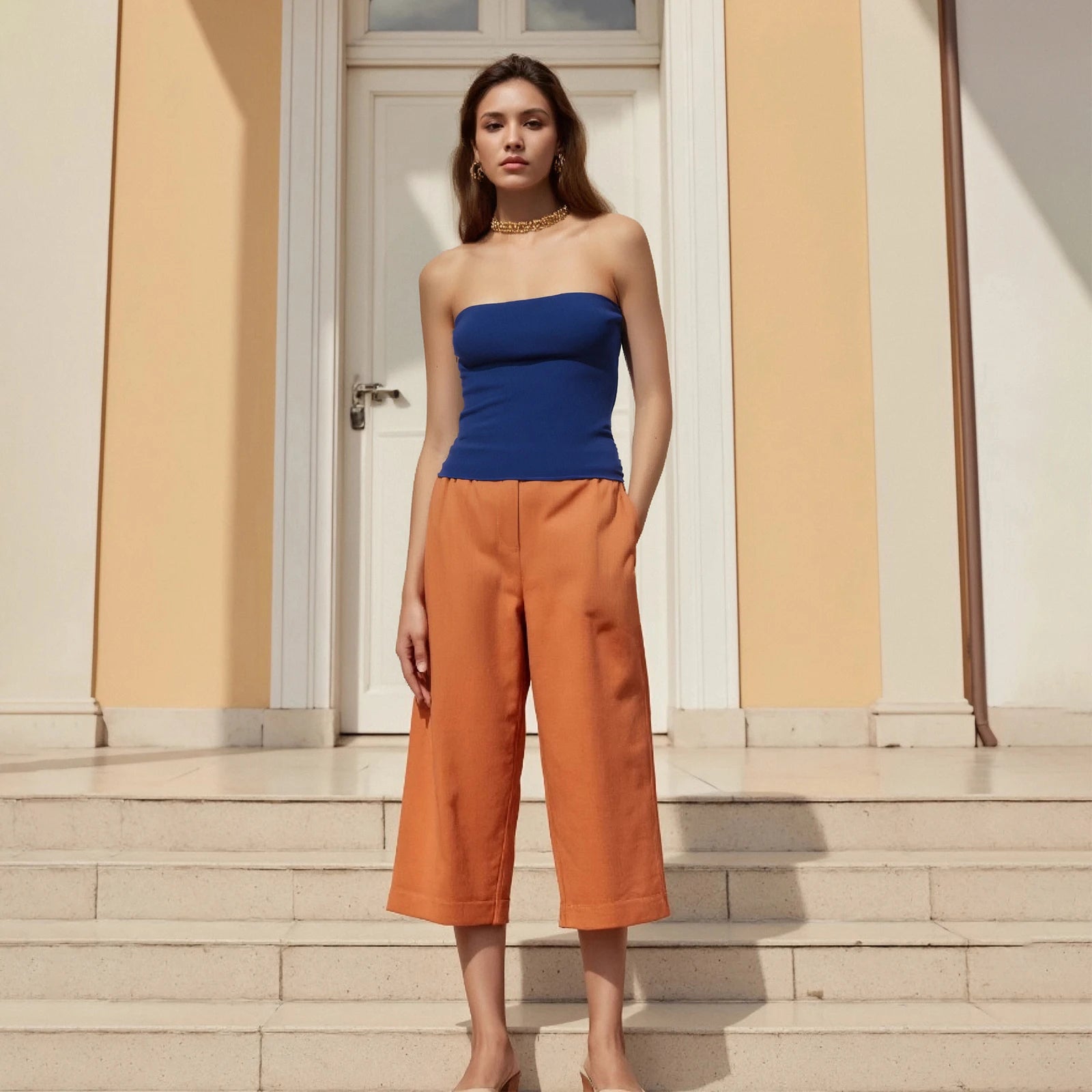 Glorol - Sleeveless Strapless Backless Slim Fit Top