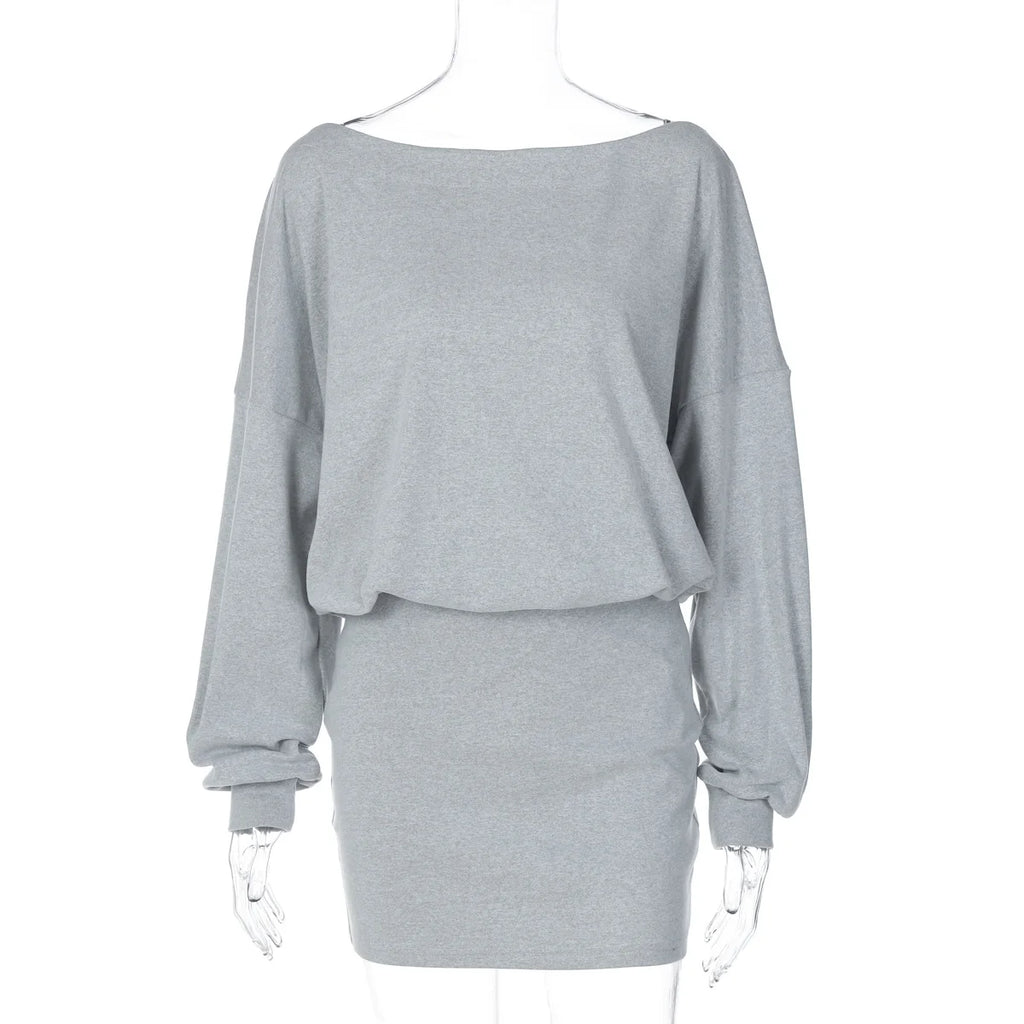 Glorol - One Shoulder Long Sleeve Slim Mini Dress