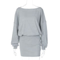 Glorol - One Shoulder Long Sleeve Slim Mini Dress