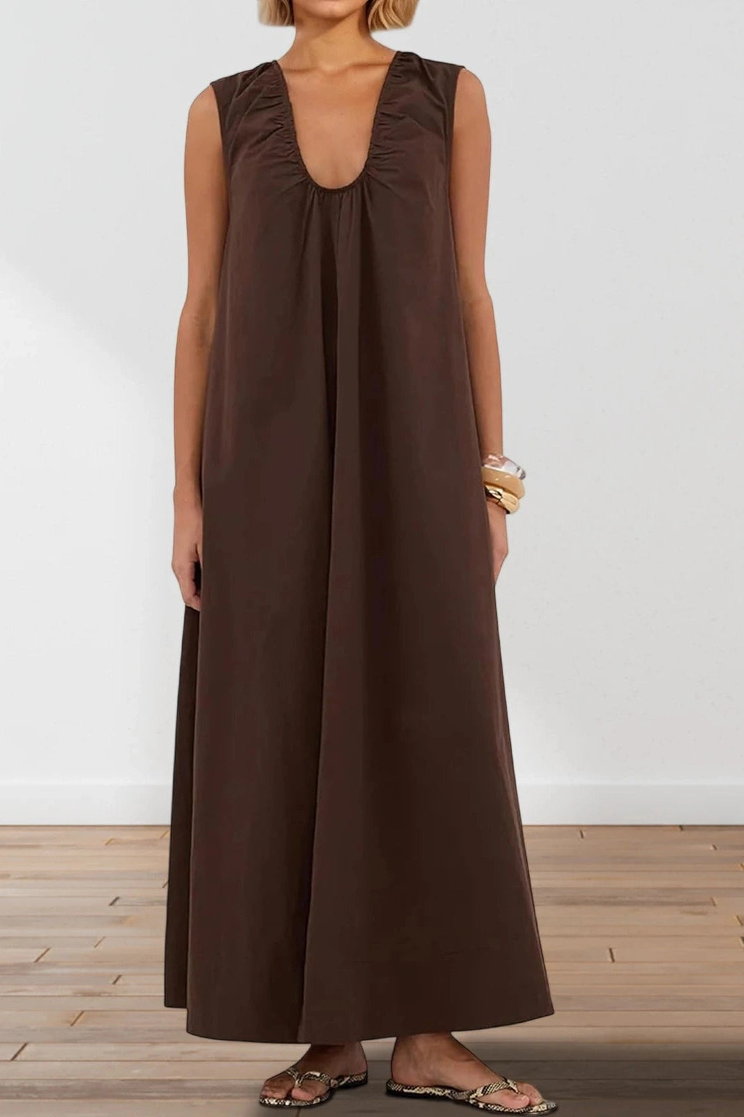 Glorol - Elegant Sleeveless Loose Maxi Dress
