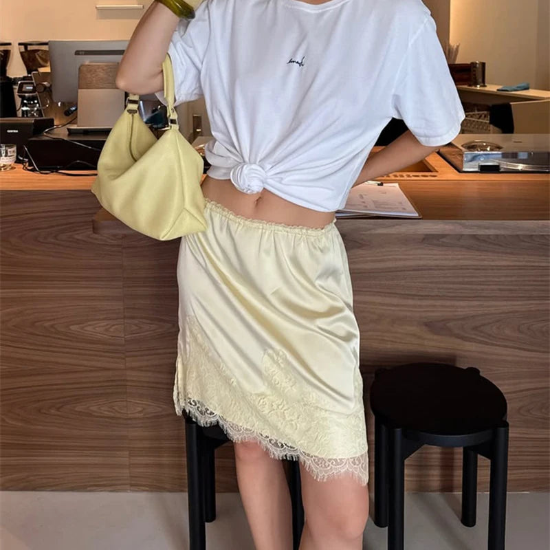 Glorol - High Waist Loose Lace Skirt